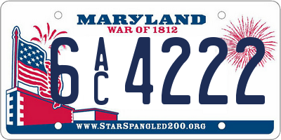 MD license plate 6AC4222