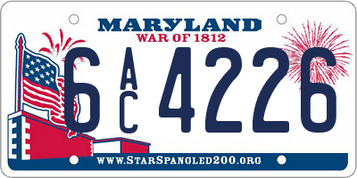 MD license plate 6AC4226