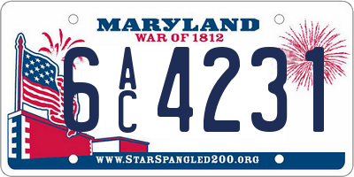 MD license plate 6AC4231