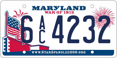 MD license plate 6AC4232