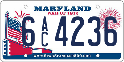 MD license plate 6AC4236