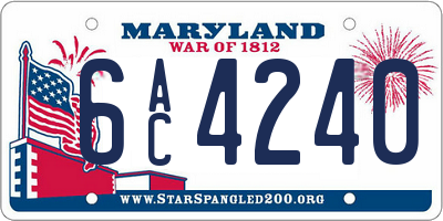 MD license plate 6AC4240