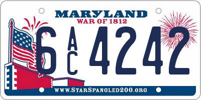 MD license plate 6AC4242