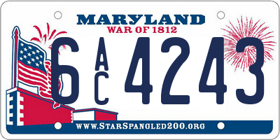 MD license plate 6AC4243
