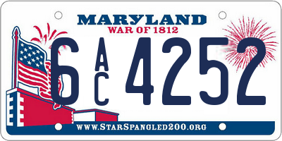 MD license plate 6AC4252