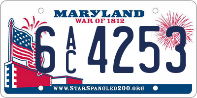 MD license plate 6AC4253