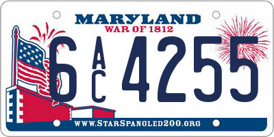 MD license plate 6AC4255