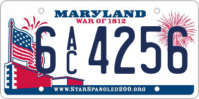 MD license plate 6AC4256