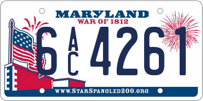 MD license plate 6AC4261