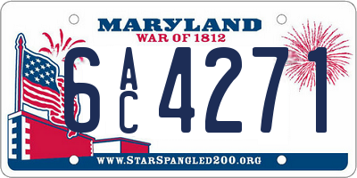 MD license plate 6AC4271