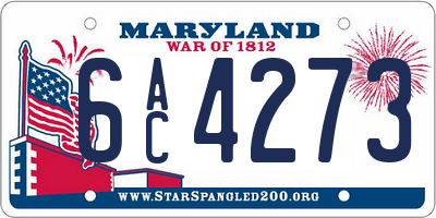 MD license plate 6AC4273