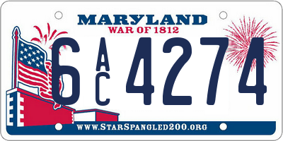 MD license plate 6AC4274