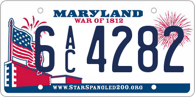 MD license plate 6AC4282