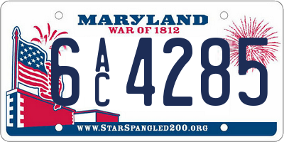 MD license plate 6AC4285