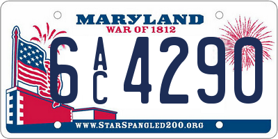 MD license plate 6AC4290