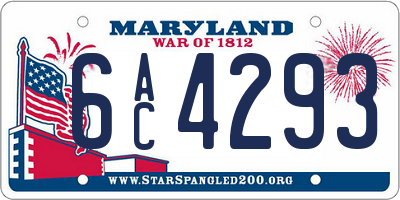 MD license plate 6AC4293
