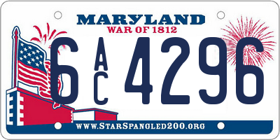 MD license plate 6AC4296