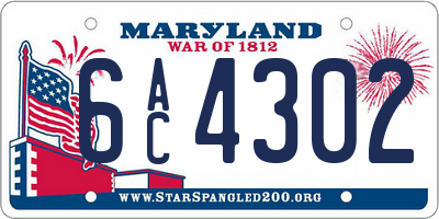 MD license plate 6AC4302