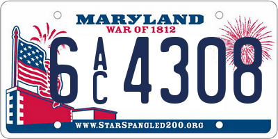 MD license plate 6AC4308