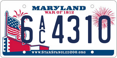 MD license plate 6AC4310