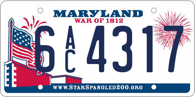 MD license plate 6AC4317