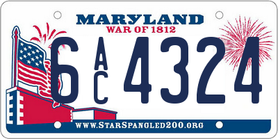 MD license plate 6AC4324