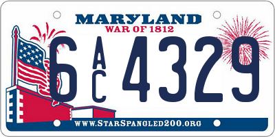 MD license plate 6AC4329