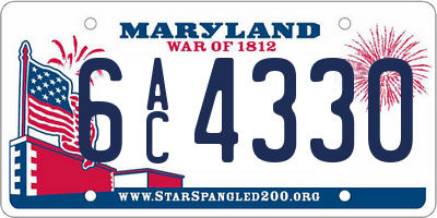 MD license plate 6AC4330