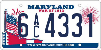 MD license plate 6AC4331