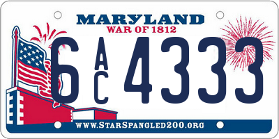 MD license plate 6AC4333