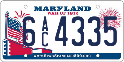 MD license plate 6AC4335