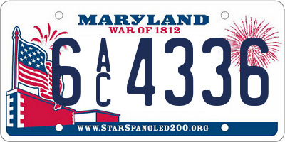 MD license plate 6AC4336