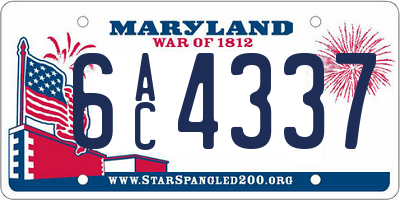 MD license plate 6AC4337