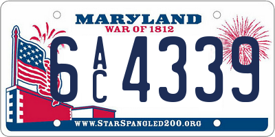 MD license plate 6AC4339