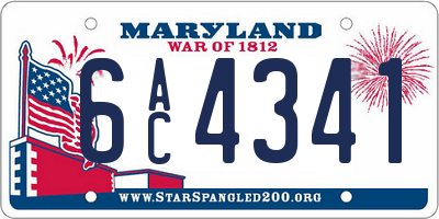 MD license plate 6AC4341