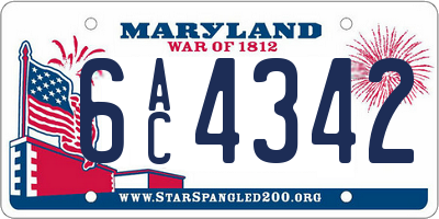 MD license plate 6AC4342