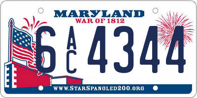 MD license plate 6AC4344