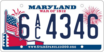 MD license plate 6AC4346