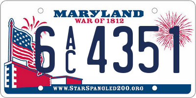 MD license plate 6AC4351