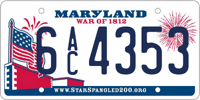 MD license plate 6AC4353