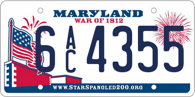 MD license plate 6AC4355