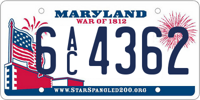 MD license plate 6AC4362