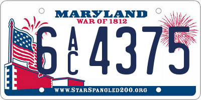 MD license plate 6AC4375