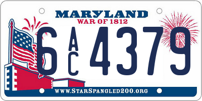 MD license plate 6AC4379