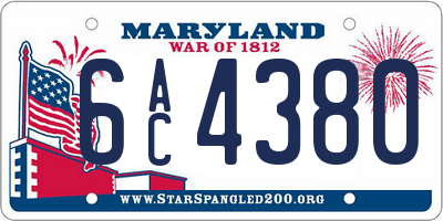 MD license plate 6AC4380