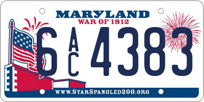 MD license plate 6AC4383