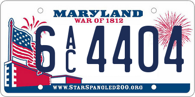 MD license plate 6AC4404