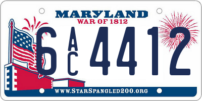 MD license plate 6AC4412