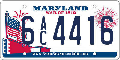 MD license plate 6AC4416