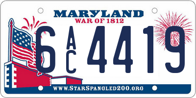 MD license plate 6AC4419